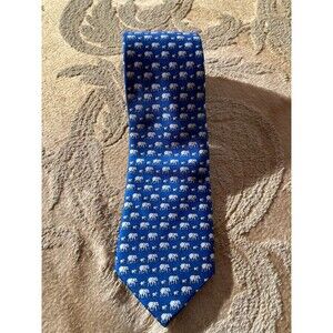 Charles Tyrwhitt Necktie Blue & White Silk Elephant Print Business Corpcore Tie